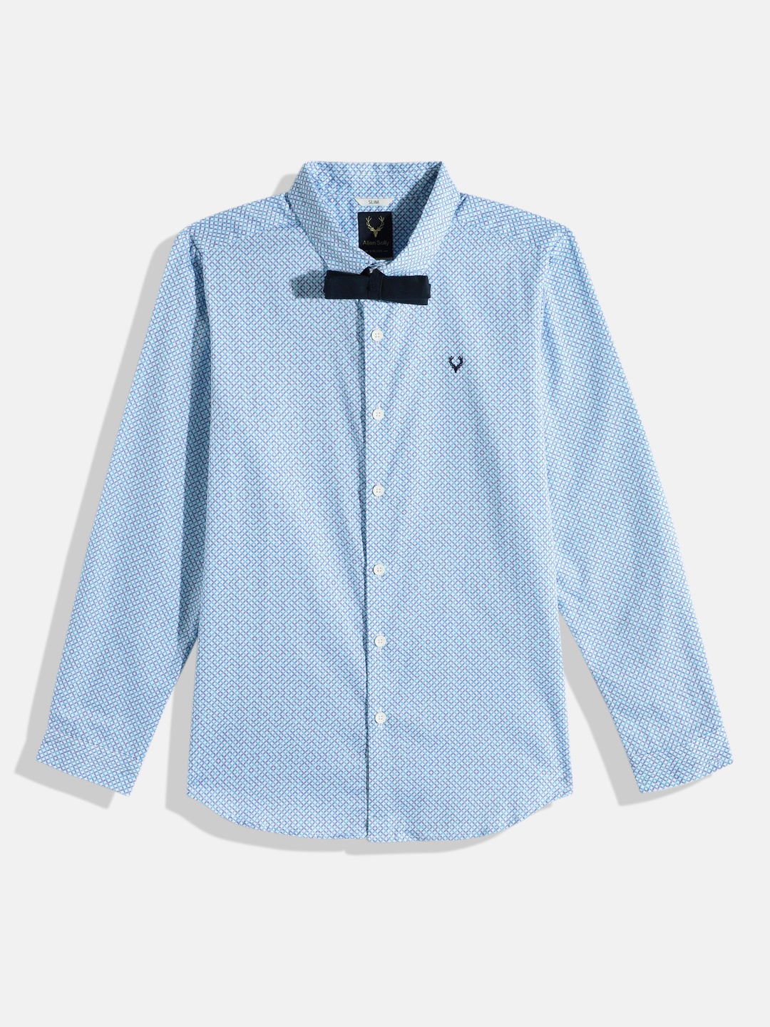 

Allen Solly Junior Boys Slim Fit Printed Pure Cotton Casual Shirt With Bow, Blue