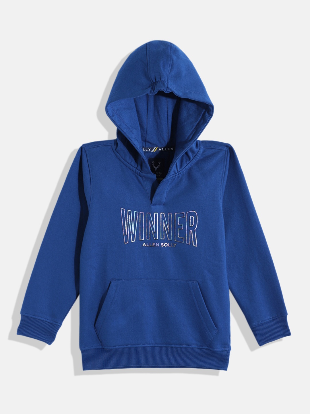 Allen Solly Junior Boys Typography Print Hooded Sweatshirt, Blue