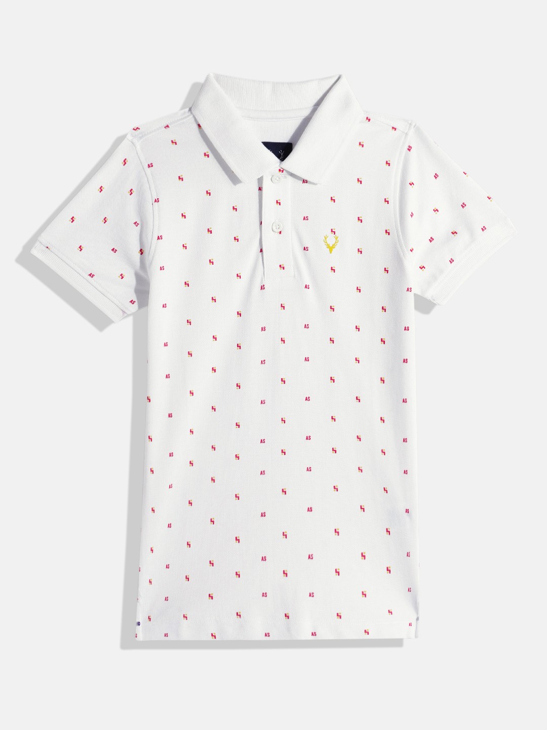

Allen Solly Junior Boys Brand Logo Printed Polo Collar Pure Cotton T-shirt, White