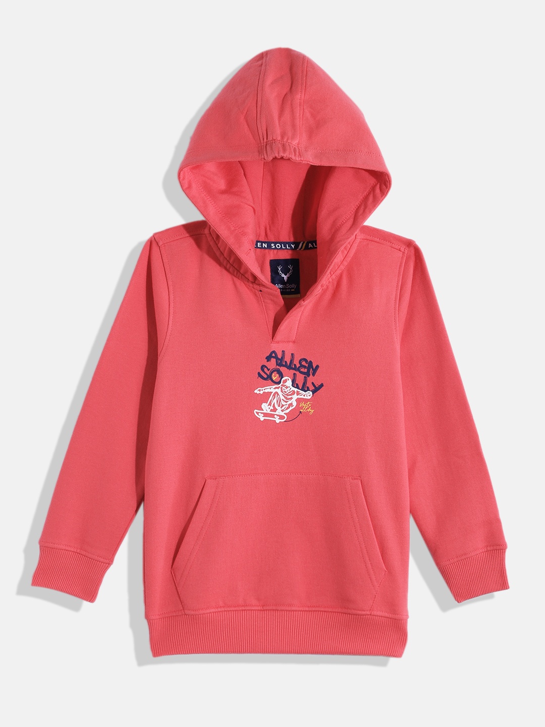 

Allen Solly Junior Boys Typography & Graphic Print Hooded Sweatshirt, Coral