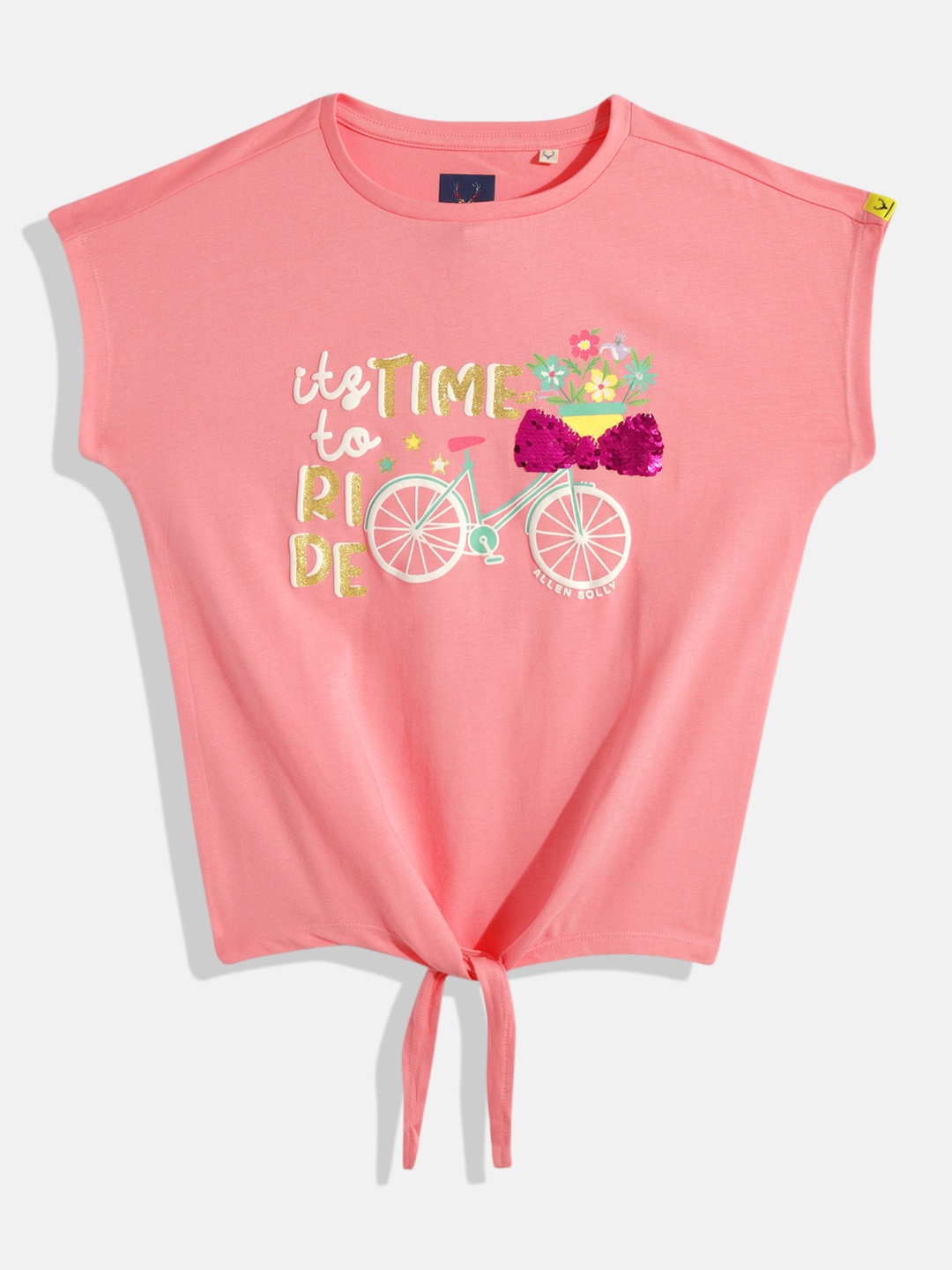 

Allen Solly Junior Girls Embellished Printed Pure Cotton Top, Pink