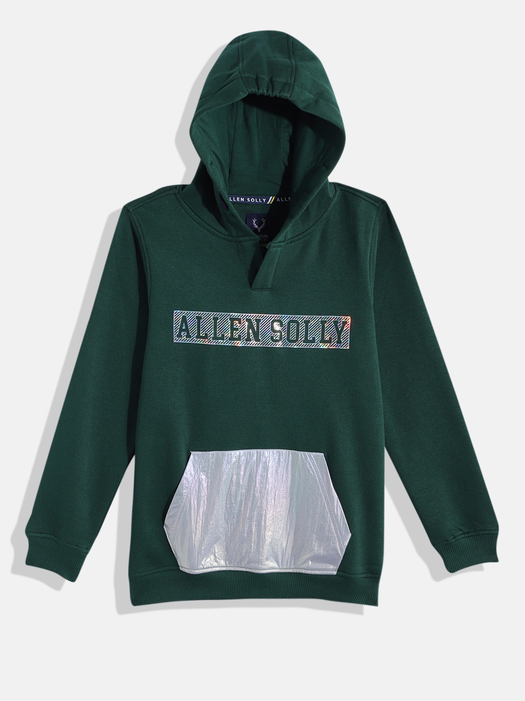 

Allen Solly Junior Boys Brand Logo Print Hooded Sweatshirt, Green