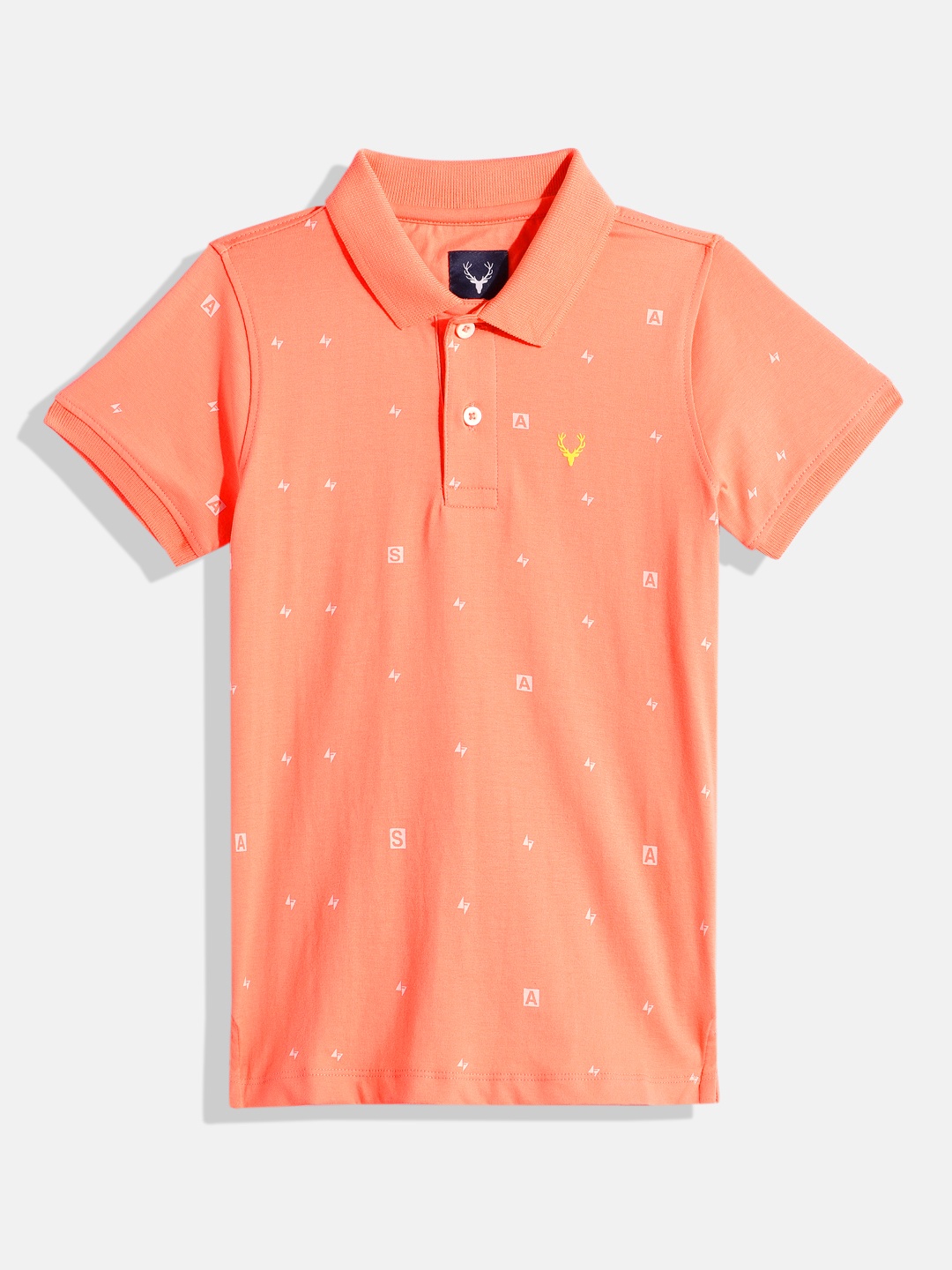 

Allen Solly Junior Boys Typography Printed Polo Collar Pure Cotton T-shirt, Orange