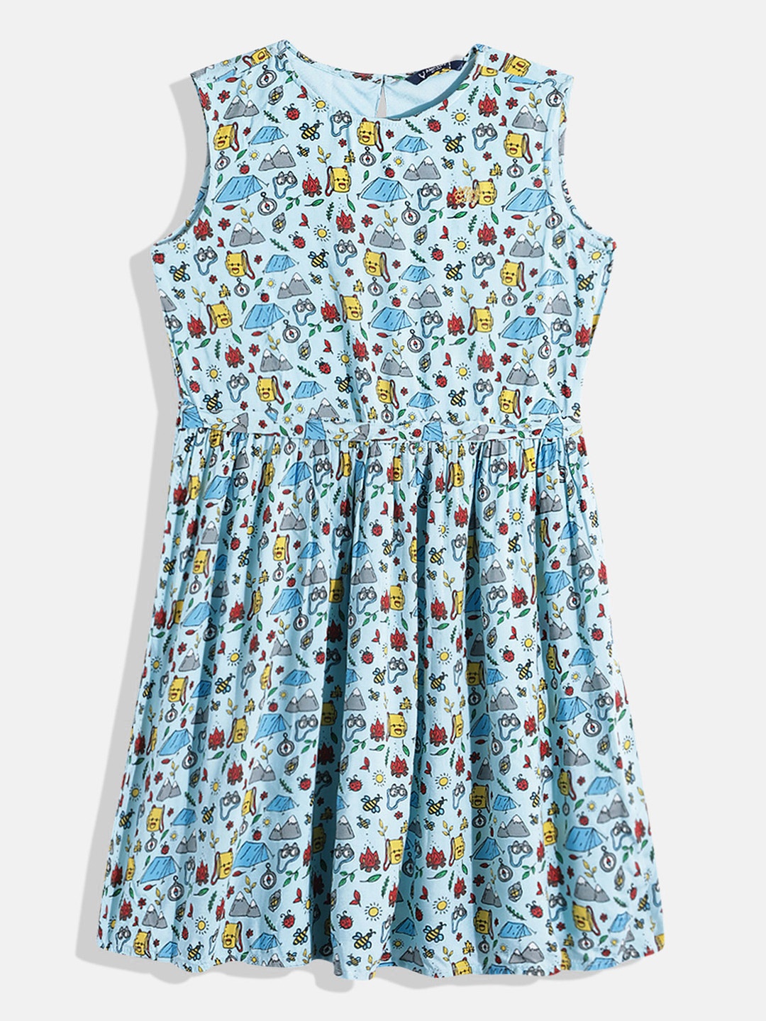 

Allen Solly Junior Girls Conversational Printed A-Line Dress, Blue