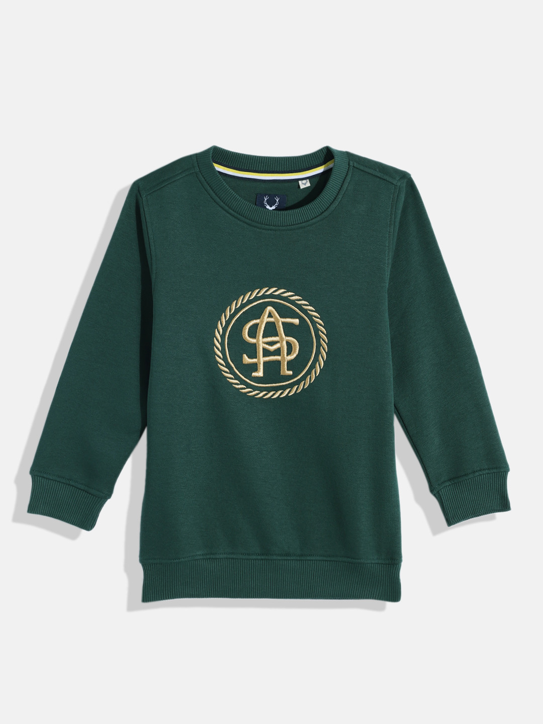 

Allen Solly Junior Boys Brand Logo Embroidred Round Neck Sweatshirt, Green