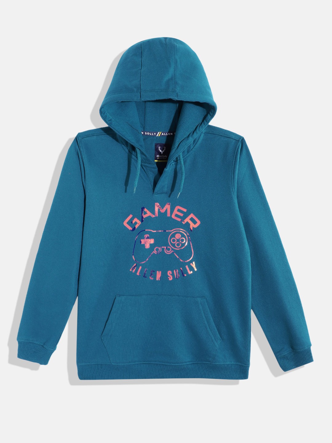 

Allen Solly Junior Boys Typography Print Hooded Sweatshirt, Teal