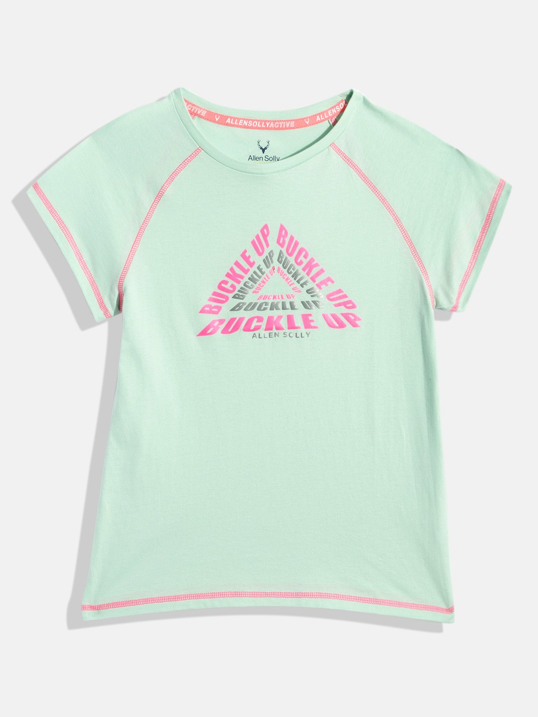 

Allen Solly Junior Girls Typography Print Pure Cotton T-shirt, Green