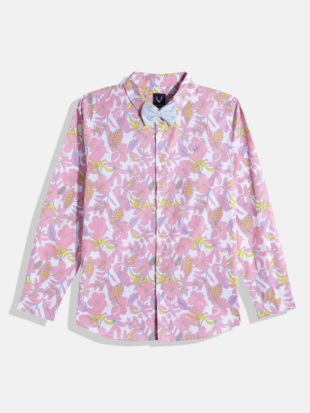 

Allen Solly Junior Boys Cotton Slim Fit Floral Printed Shirt With Bow, Peach