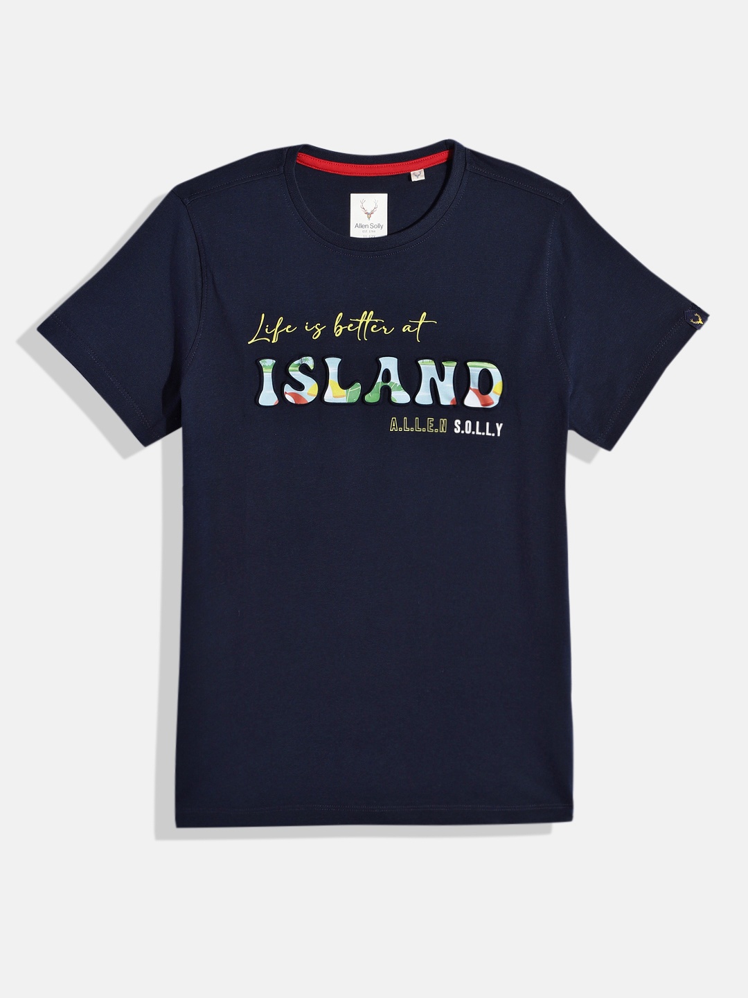 

Allen Solly Junior Boys Printed Pure Cotton T-shirt, Navy blue