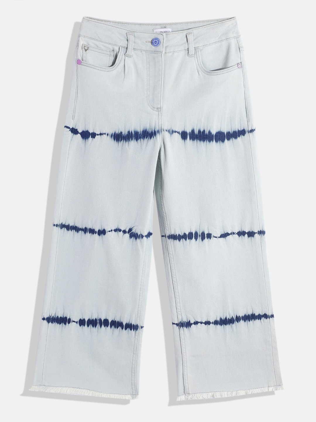 

Allen Solly Junior Girls Wide Leg Heavy Fade Bleached Stretchable Jeans, Blue