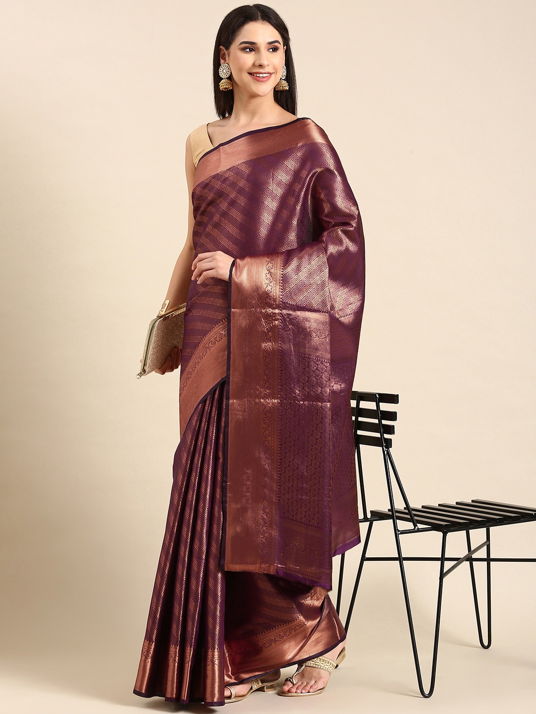 

AVANSHEE Woven Design Zari Silk Cotton Kanjeevaram Saree, Multi
