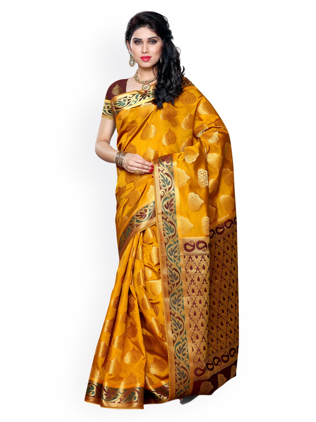 

MIMOSA Mustard Art Silk Woven Design Kanjeevaram Saree