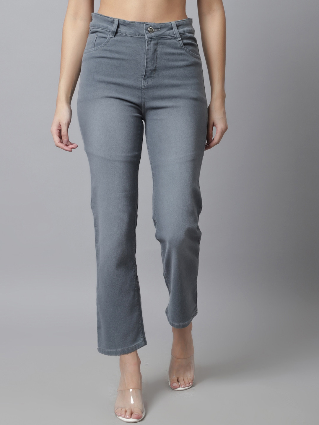 

NULL NAUT Women Jean Straight Fit Light Fade Stretchable Jeans, Grey