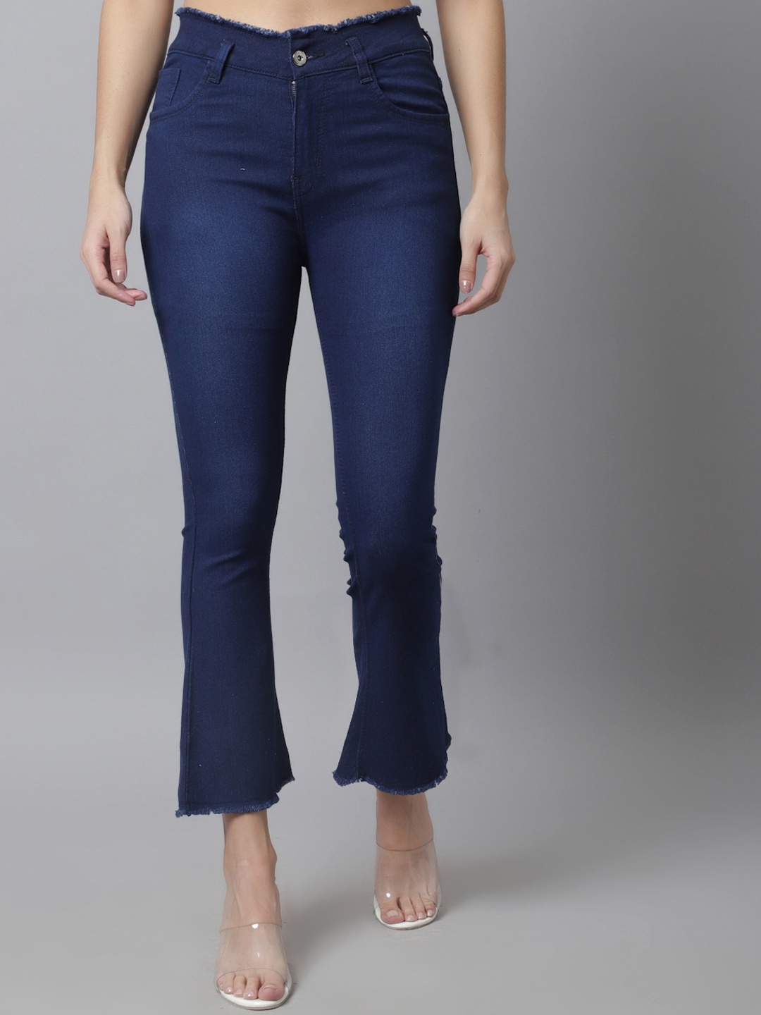 

NULL NAUT Women ean Bootcut Light Fade Stretchable Jeans, Navy blue