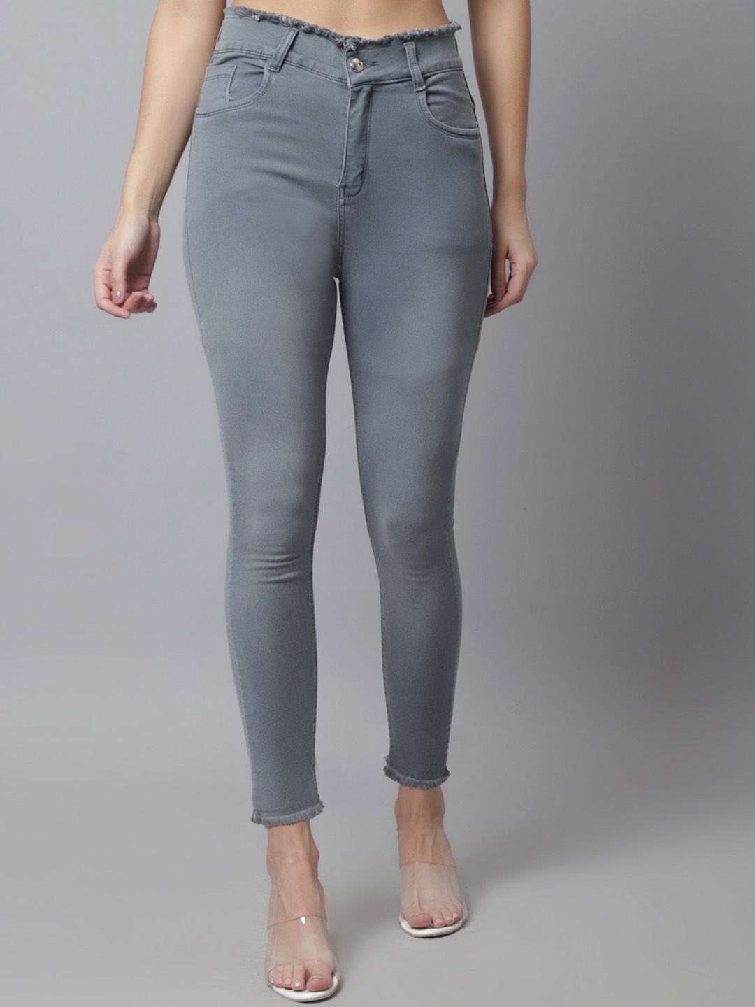 

NULL NAUT Women Jean Skinny Fit Light Fade Stretchable Jeans, Grey