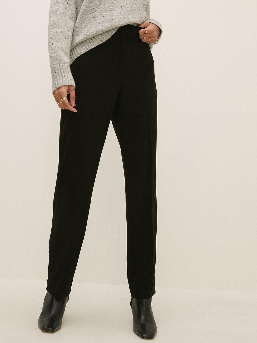 

OASIS Women Straight Leg Trousers, Black