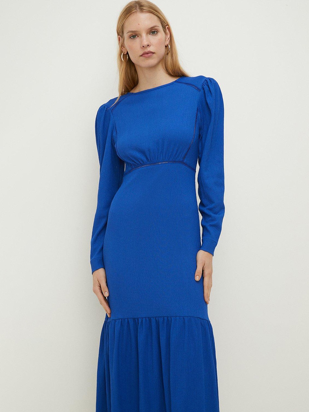 

OASIS Crinkle Detail Empire Midi Dress, Blue
