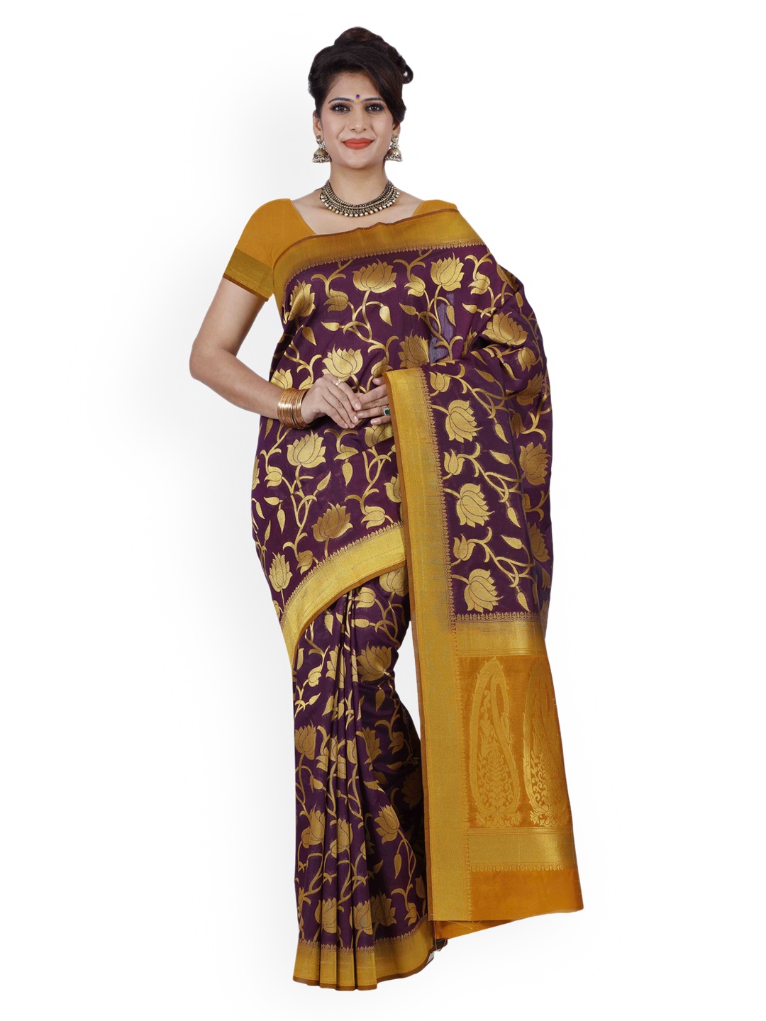 

MIMOSA Purple Woven Design Art Silk Saree