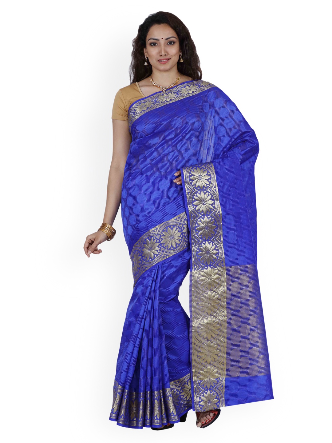 

MIMOSA Blue Woven Design Organza Saree
