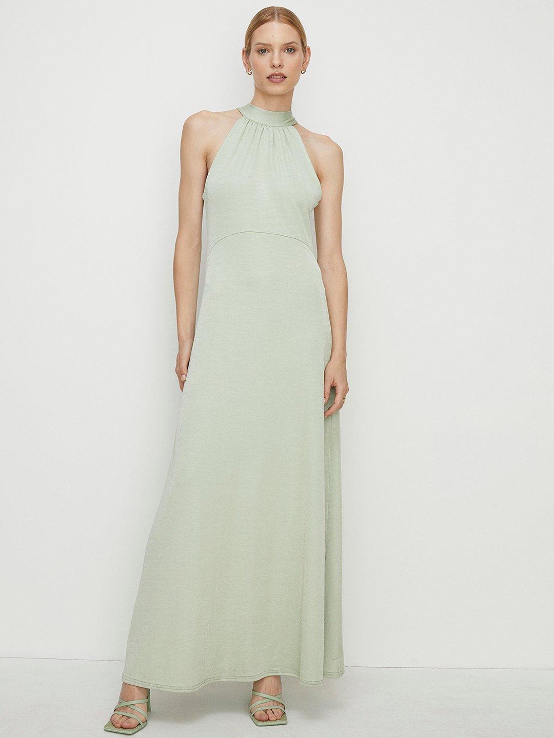 

OASIS Halter Neck A-Line Maxi Dress, Grey