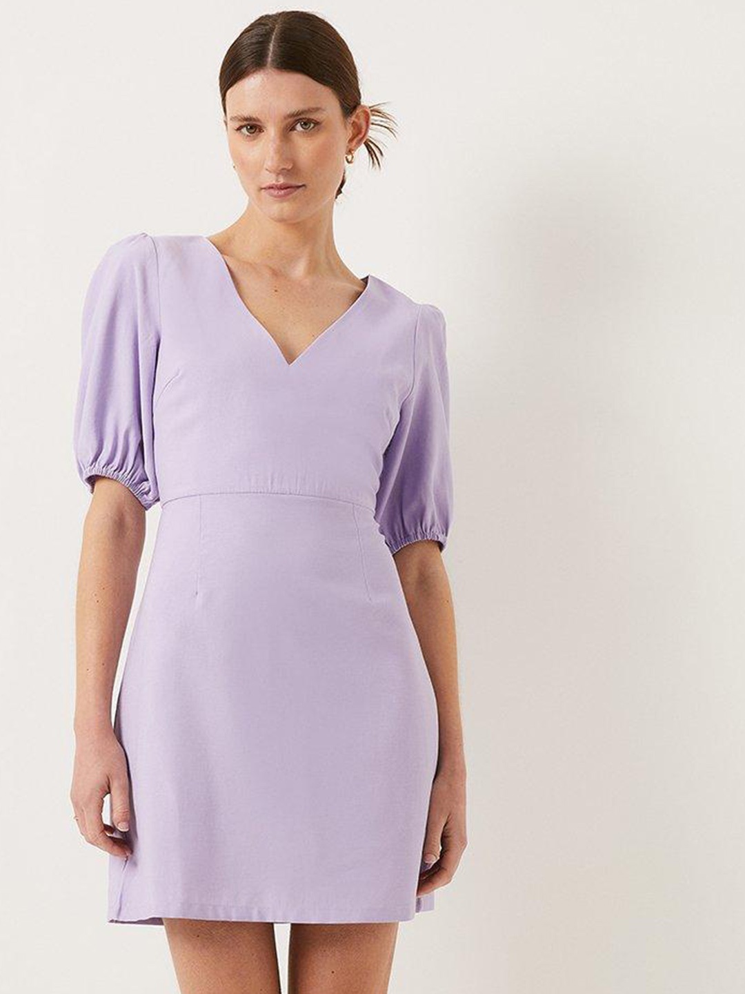 

OASIS Puff Sleeves Sheath Mini Dress, Lavender