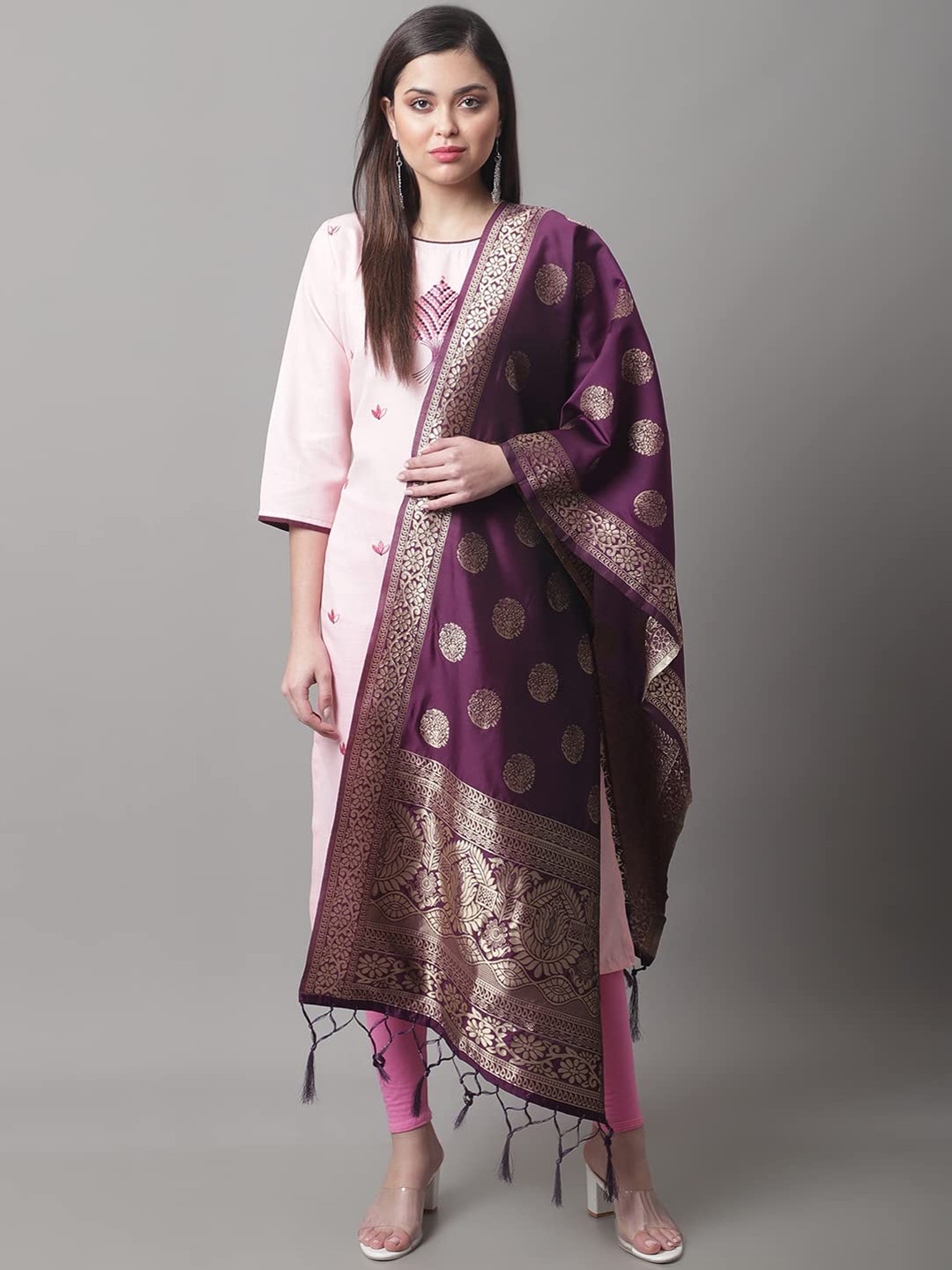 

KALINI Floral Embroidered Kurta With Leggings & Dupatta, Pink