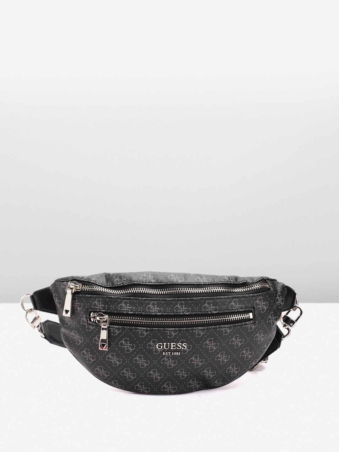 

GUESS Women Brand Logo Printed Structured Cross Body Sling Bag, Black