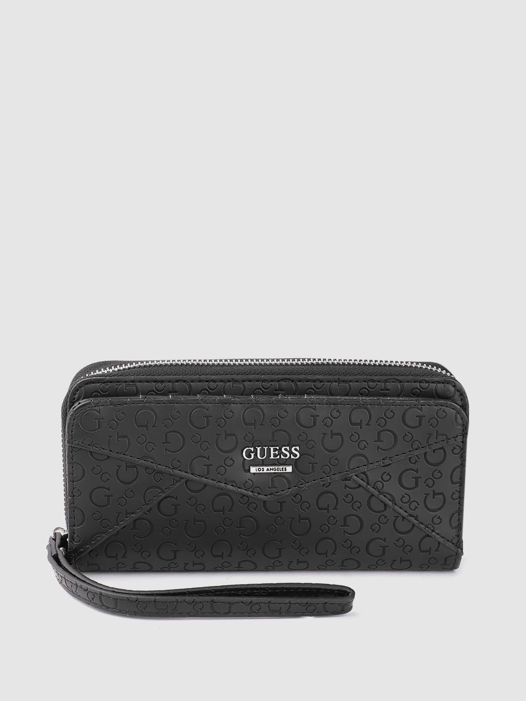 

GUESS Women Brand Logo Textured Two Fold Wallet, Black
