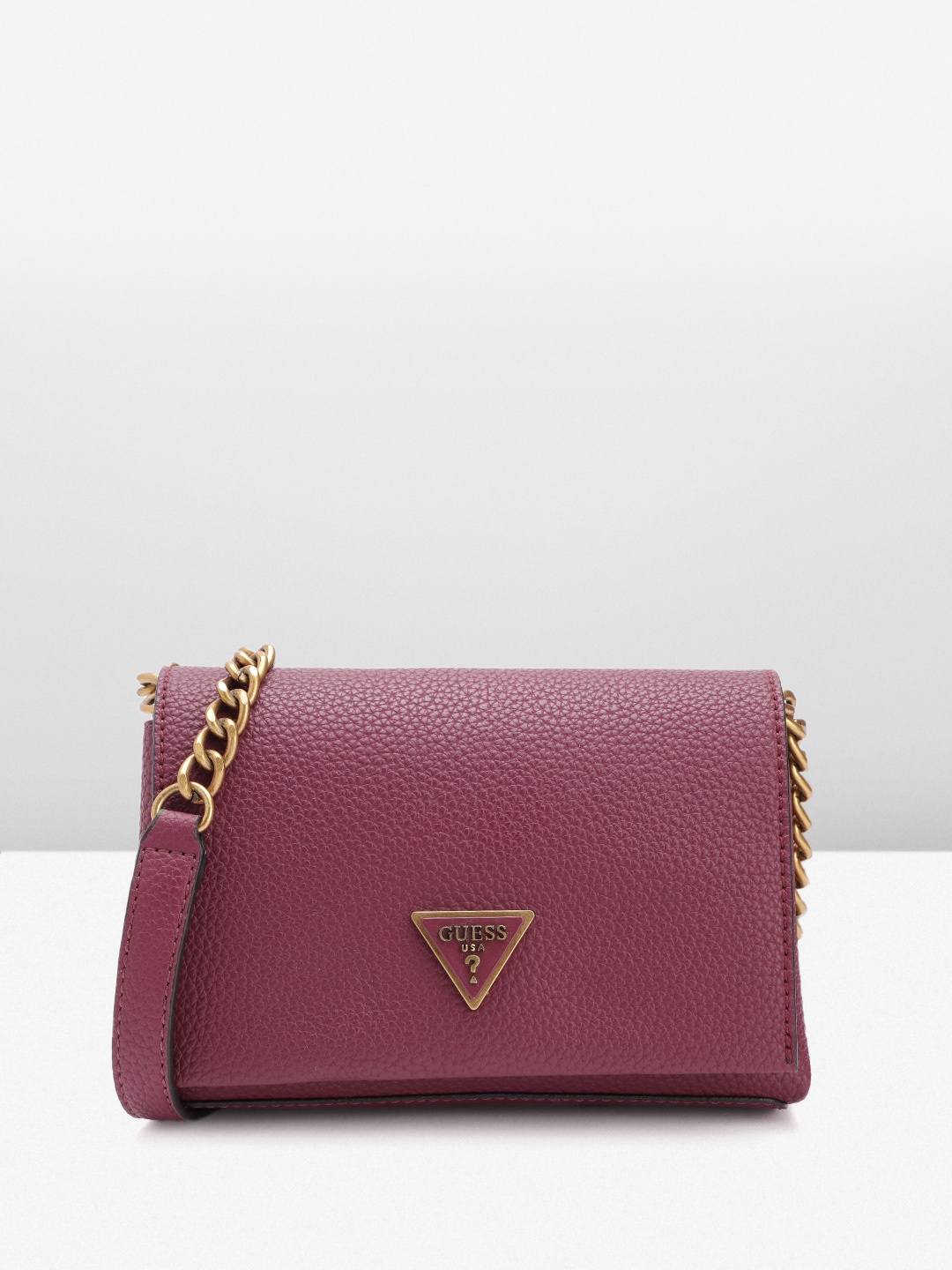 

GUESS Women Textured Structured Sling Bag, Burgundy