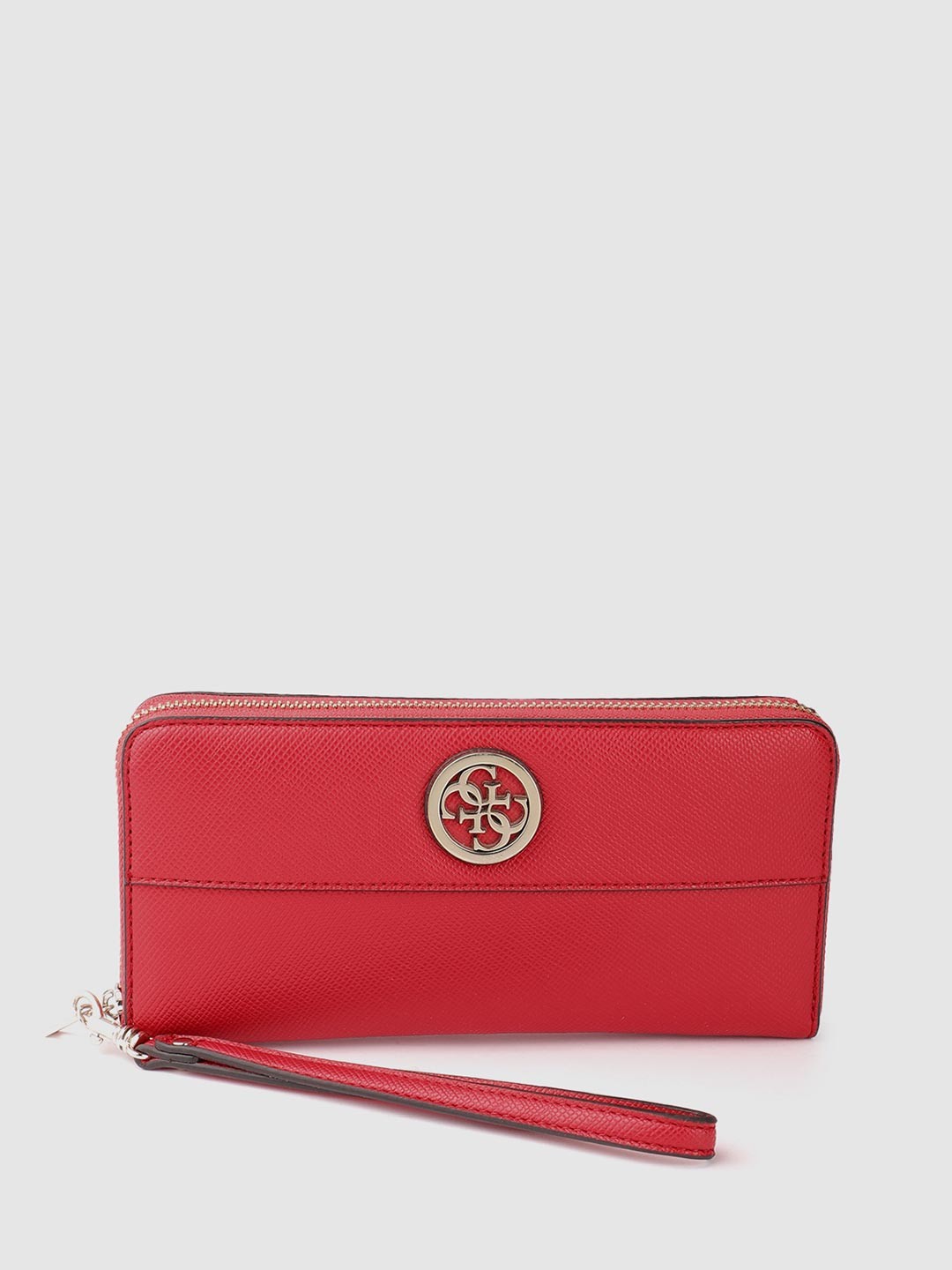 

GUESS Women Zip Around Wallet With Wrist Loop, Red