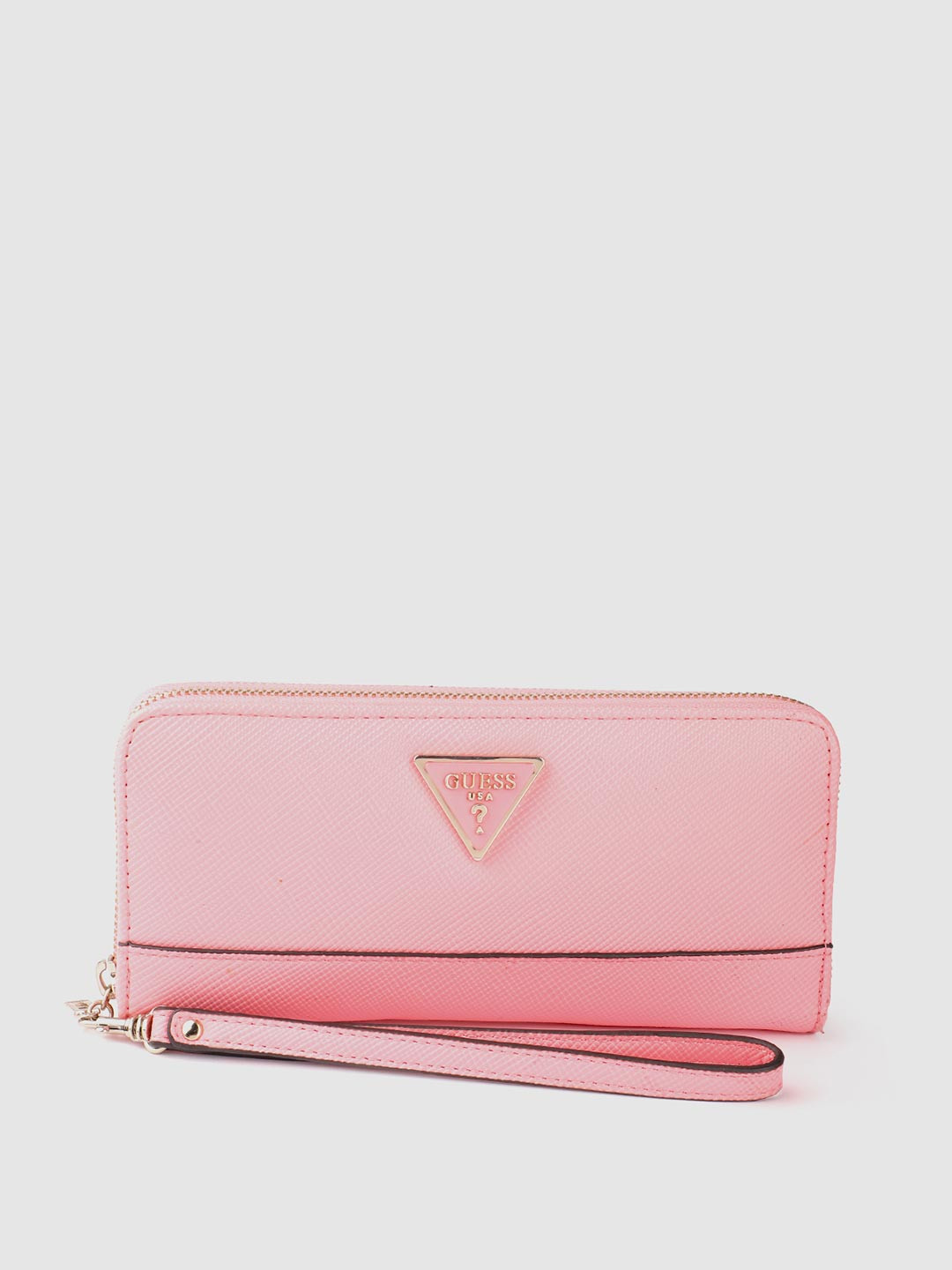 

GUESS Women Zip Around Wallet With Wrist Loop, Pink