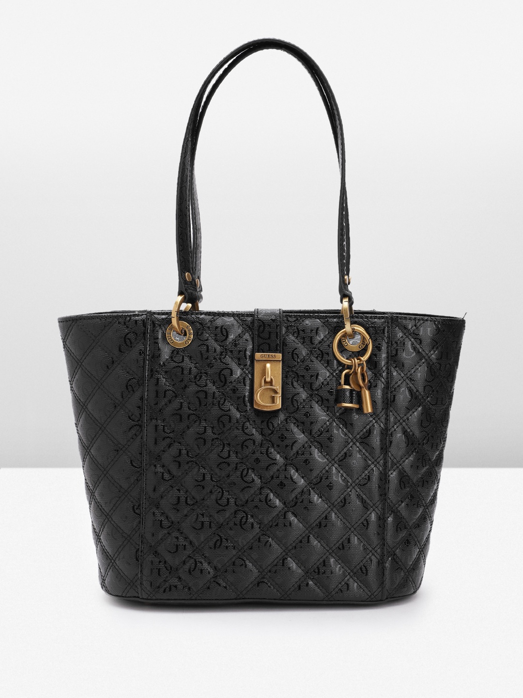 

GUESS Women Quilted Textured Structured Shoulder Bag, Black