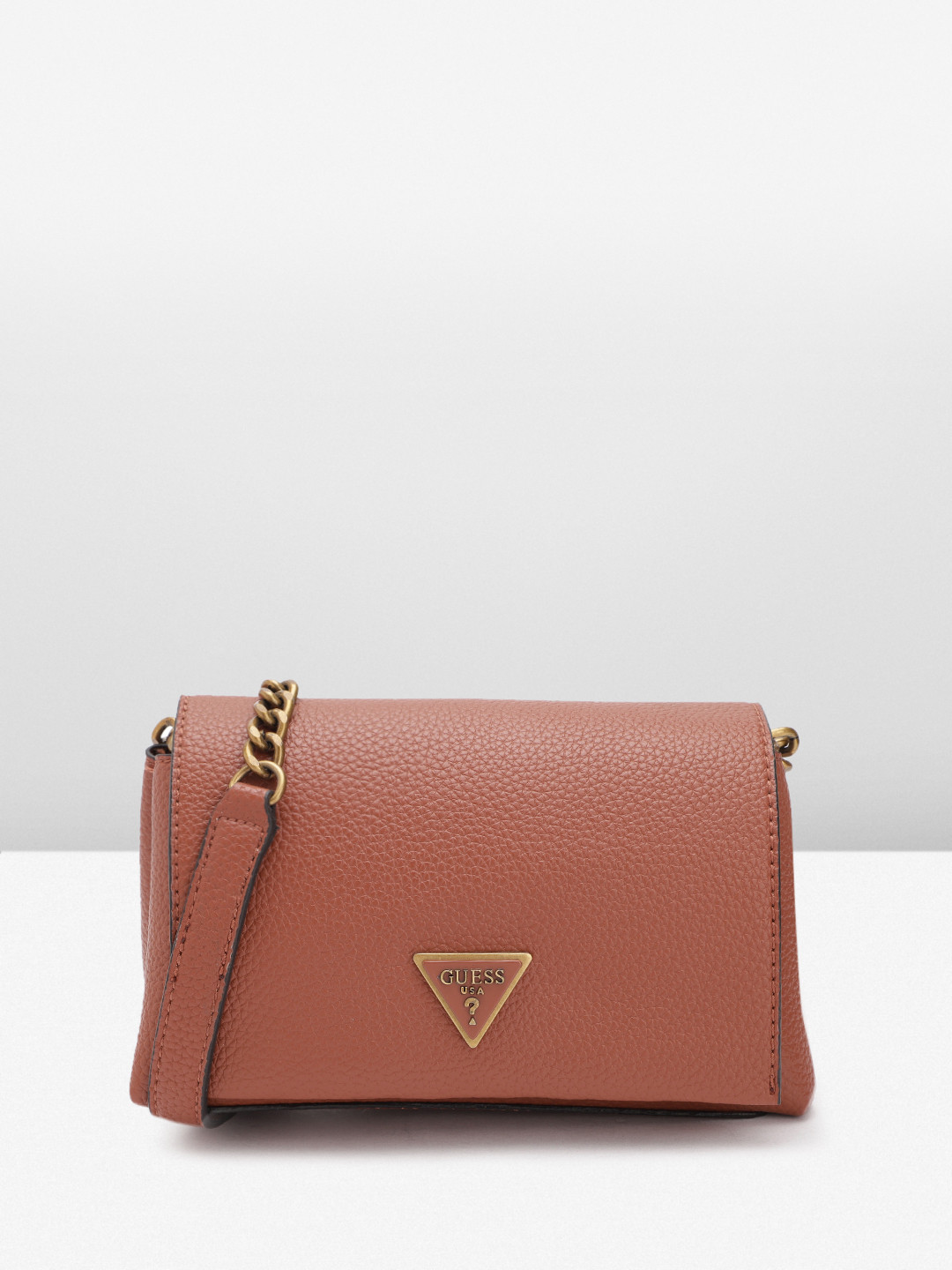 

GUESS Women Textured Structured Sling Bag, Brown