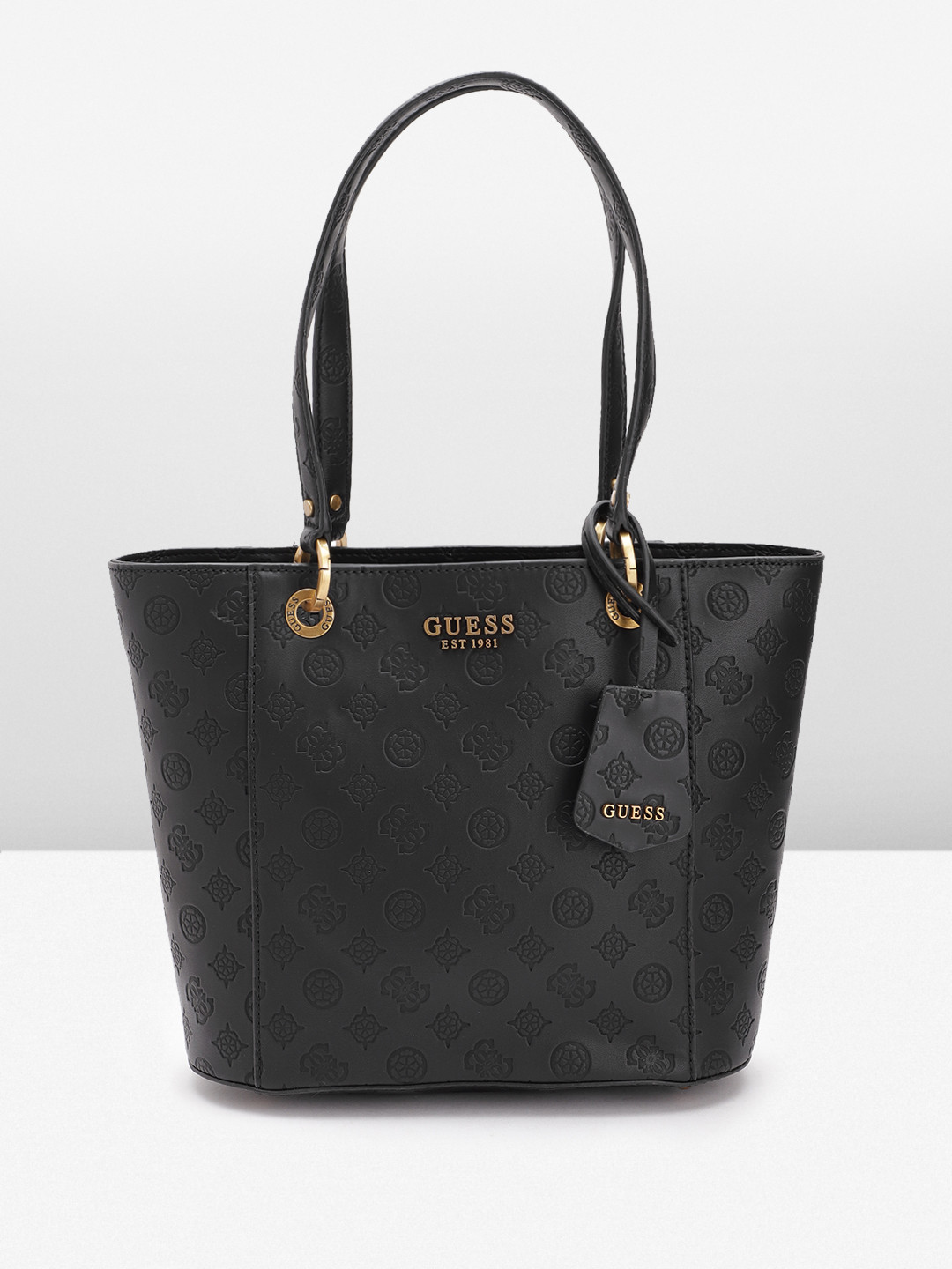 

GUESS Women Textured Structured Shoulder Bag, Black