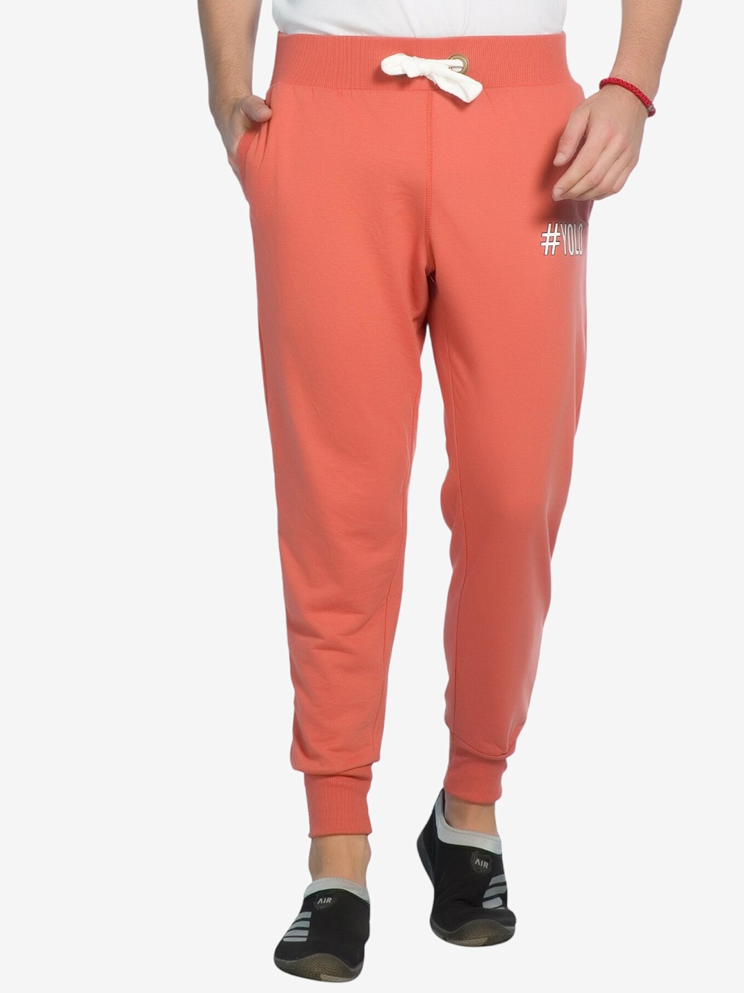 

Alan Jones Men Mid Rise Cotton Slim Fit Joggers, Orange