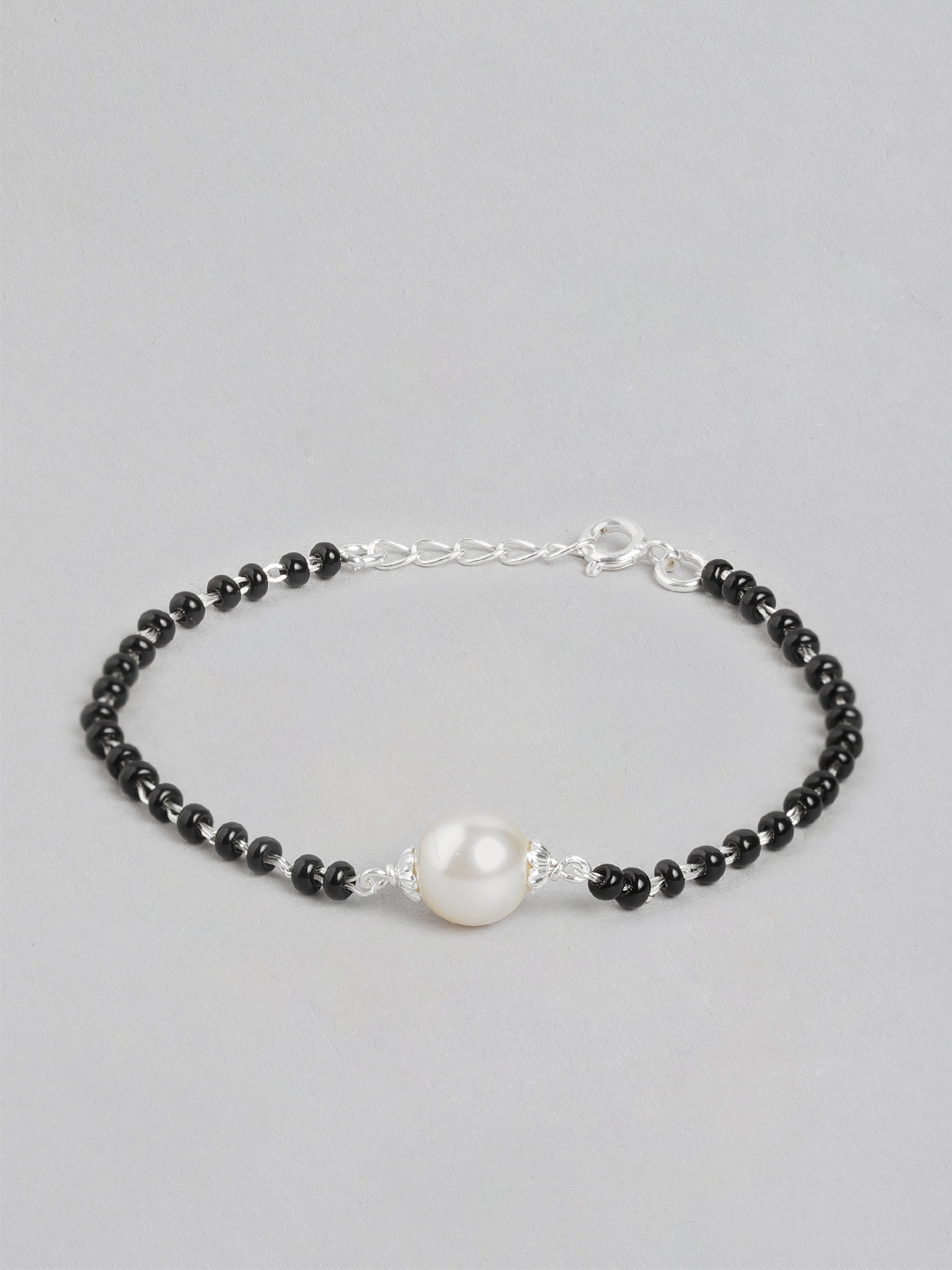 

Zavya 925 Pure Silver Pearls Rhodium-Plated Charm Bracelet