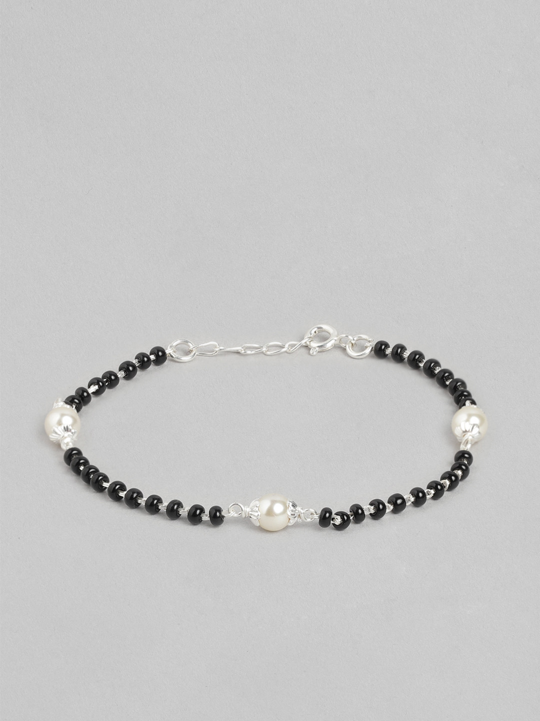 

Zavya 925 Pure Silver Pearls Rhodium-Plated Charm Bracelet