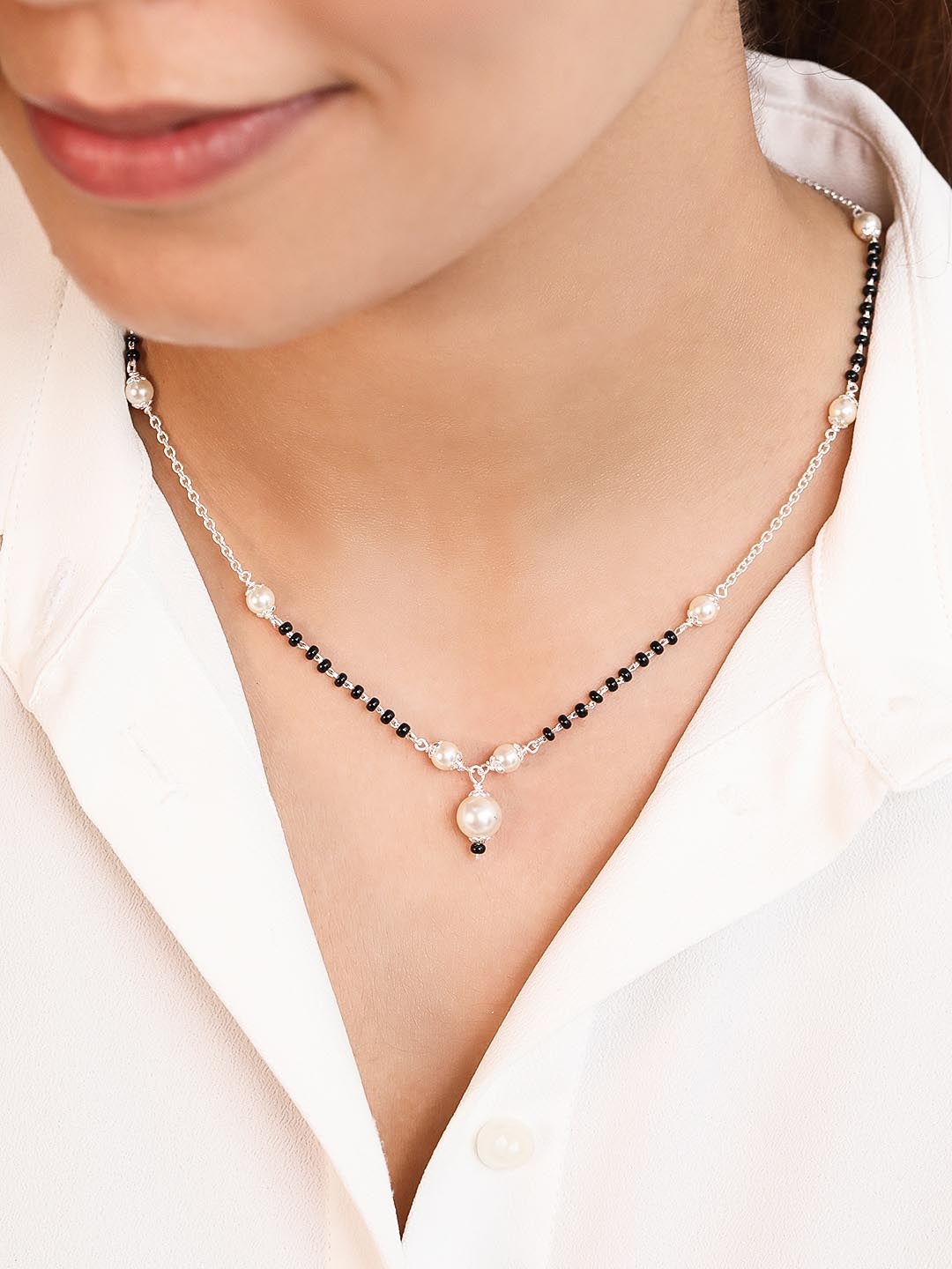 

Zavya Women 925 Sterling Silver Beaded Mangalsutra