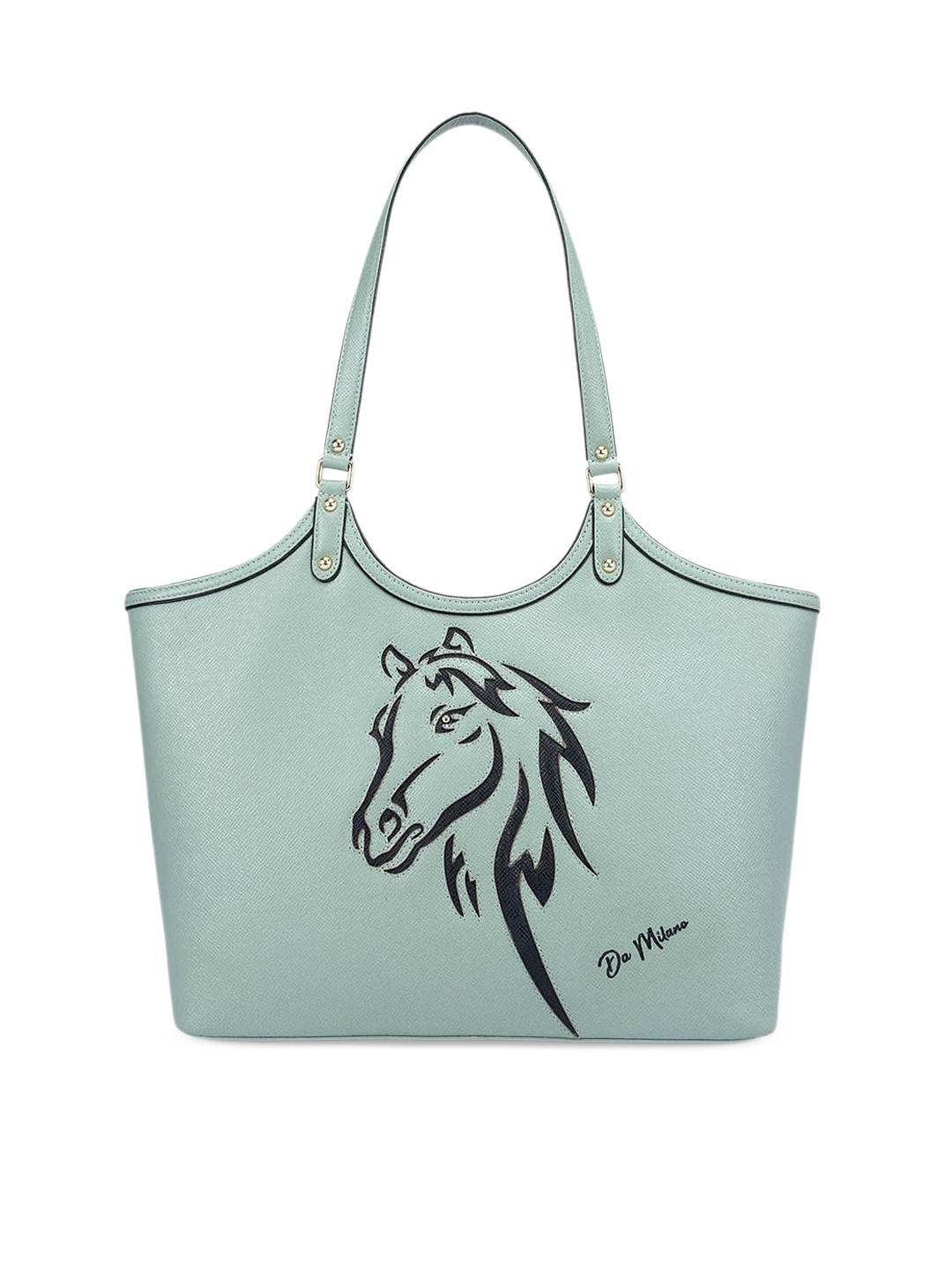 

Da Milano Graphic Printed Leather Structured Shoulder Bag, Green