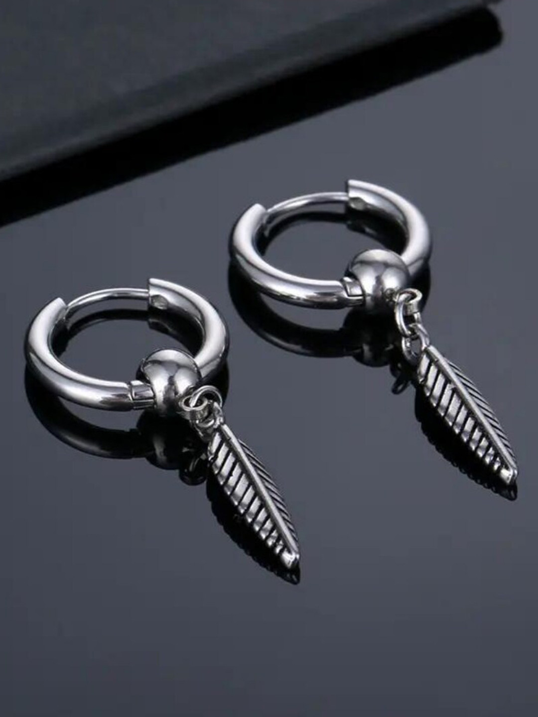 

SALTY Men Contemporary Hoop Earrings, Silver