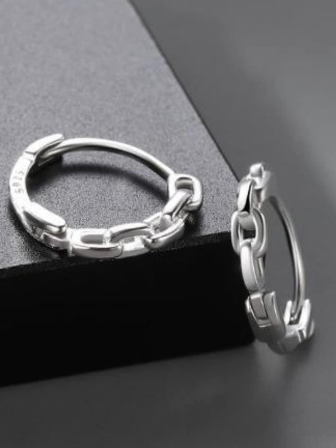 

SALTY Men Silver-Plated Contemporary Hoop Earrings