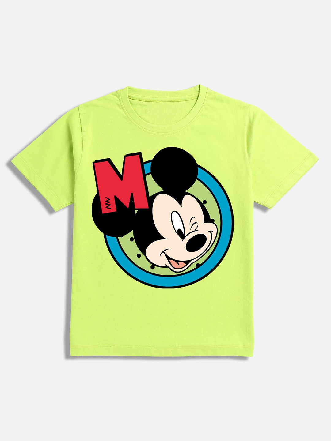 

BAESD Boys Graphic Mickey Mouse Printed T-Shirt, Lime green