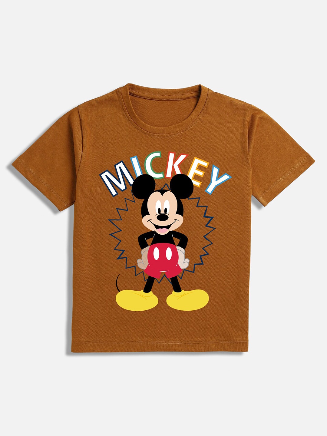 

BAESD Boys Mickey Mouse Printed Cotton T-shirt, Brown