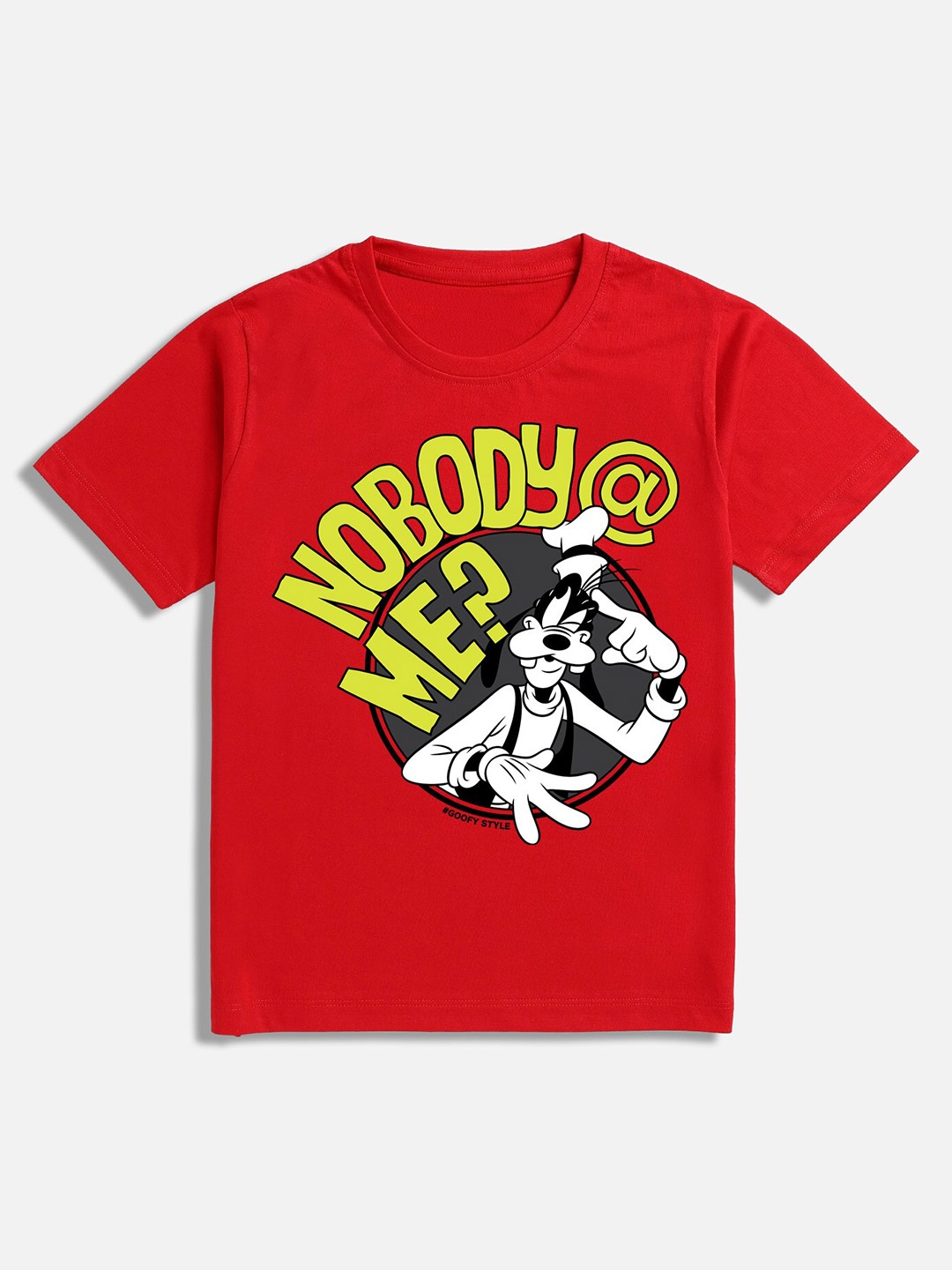 BAESD Boys Typography Goofy Printed Cotton T-shirt, Red