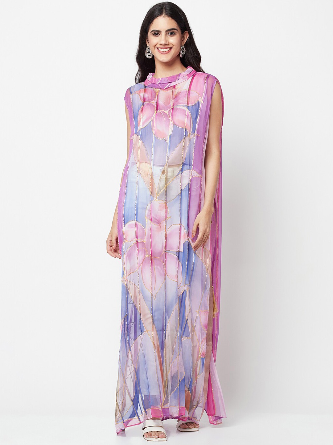 

La Vastraa Maxi Embellished Ethnic Dresses, Purple