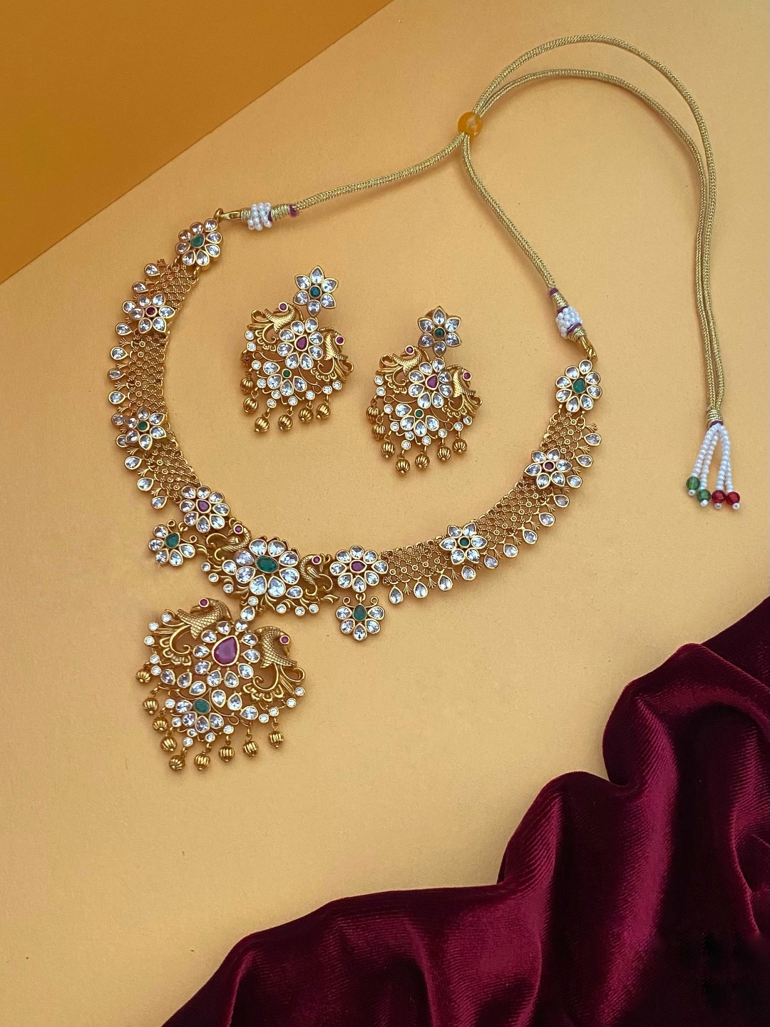 

Pihtara Jewels Gold-Plated Cubic Zirconia Jewellery Set