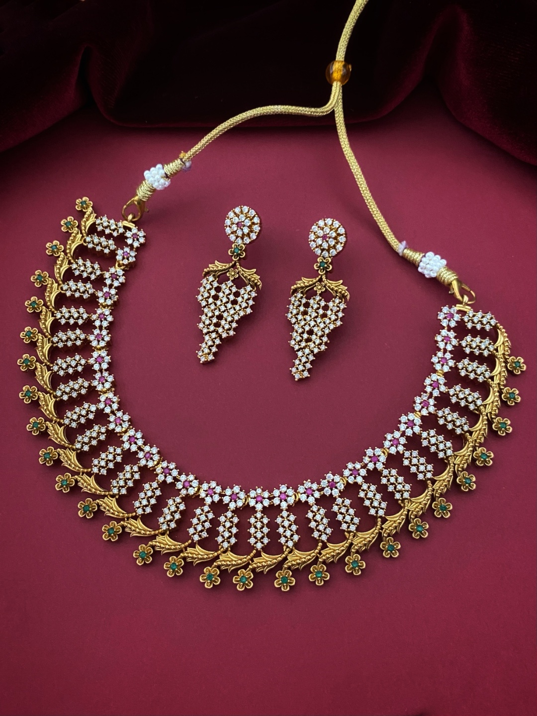 

Pihtara Jewels Gold-Plated CZ-Studded Jewellery Set