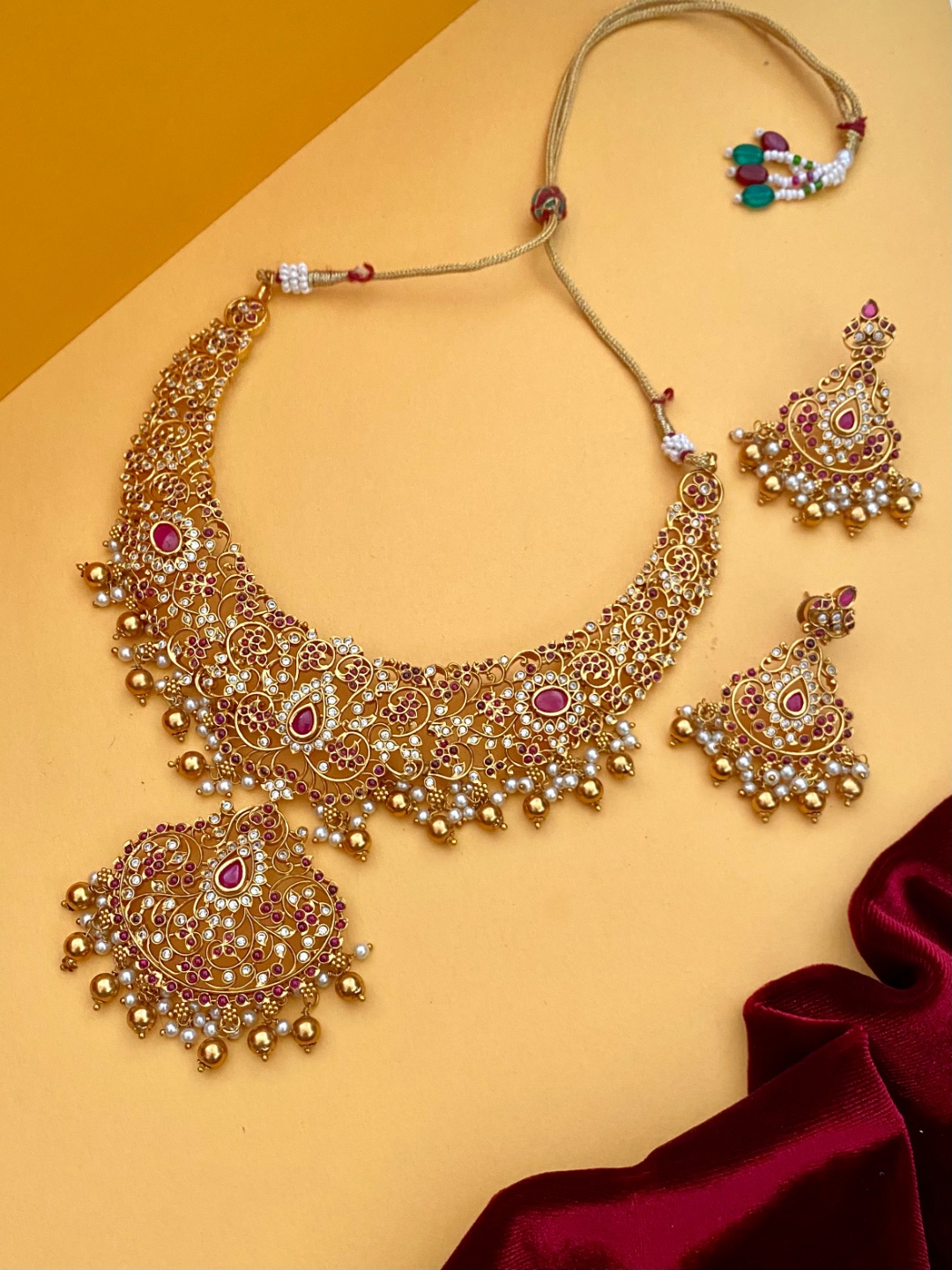 

Pihtara Jewels Gold-Plated CZ-Studded Jewellery Set