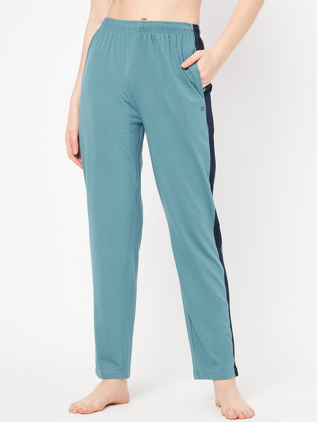 

Okane Women Color-Blocked Cotton Lounge Pants, Blue