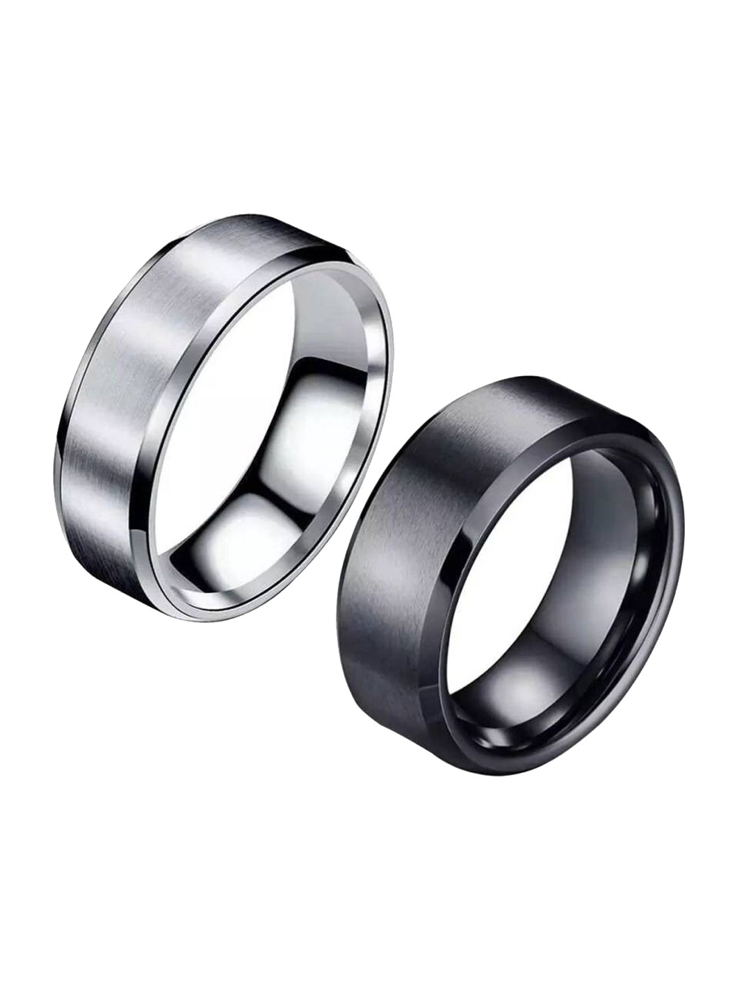 

VIEN Set Of 2 Silver-Plated Stainless Steel Couple Ring